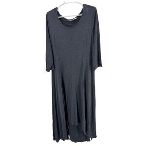 Chico's Dark Gray Maxi Dress hi low knit long sleeve 3 XL casual office layering